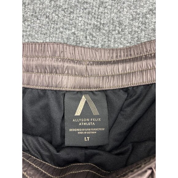 Allyson Felix Athleta Pants Womens Large Tall Brown Black Track Joggers Nylon - Picture 2 of 8
